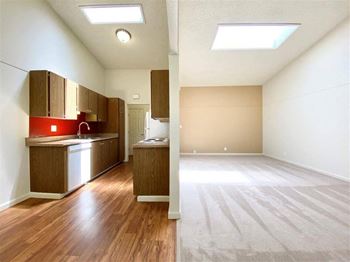 Wood-style flooring in kitchen